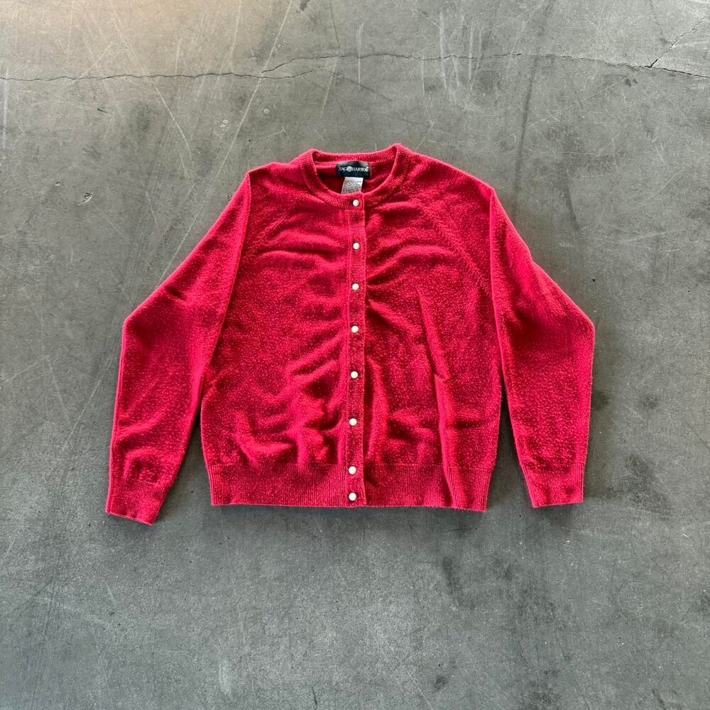 Vtg‎ Red Cardigan Size M Preppy 90s Minimalist